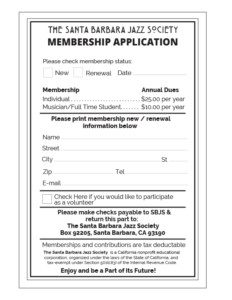 Santa Barbara Jazz Society Membership form